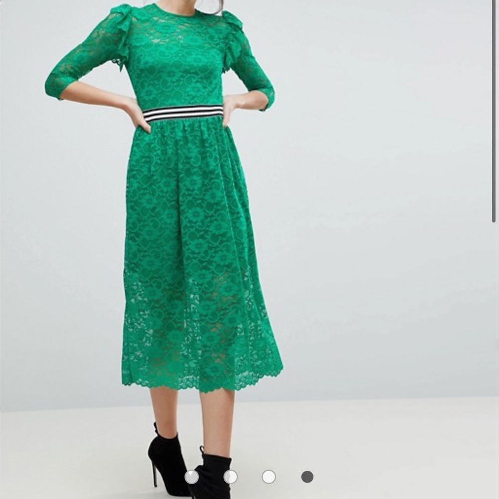 NWT ASOS Midi Lace Tea Dress with Sports Tipping 2